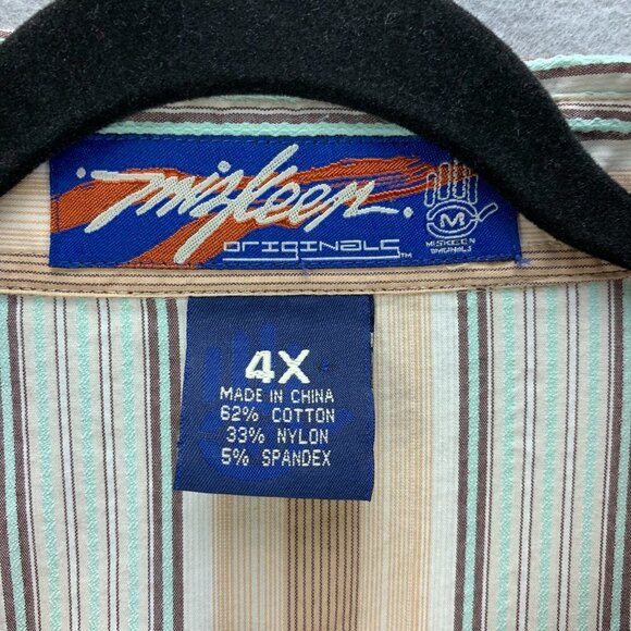 Vintage Miskeen Originals Mens Shirt 4X Button Up Urban Hip Hop Hand Painted Tan - Picture 12 of 12